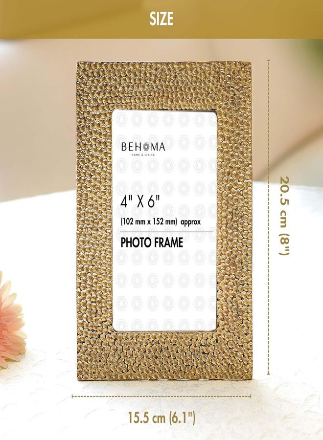 BEHOMA إطار صور مستطيل الشكل من الألومنيوم الذهبي المطروق من بيهوما | أفضل هدية لتزيين المنزل، وأعياد الميلاد، والذكرى السنوية، والمناسبات، وحفلات الانتقال إلى منزل جديد | طلاء ذهبي (4 × 6 بوصات) - Image 5